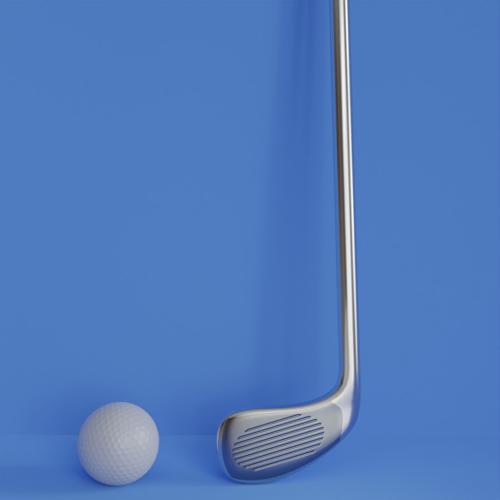 Golf Club and Golf ball 3d model preview image